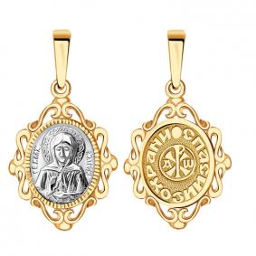 Золотая подвеска-иконка Святая блаженная Матрона AQUAMARINE 12527 12527 фото