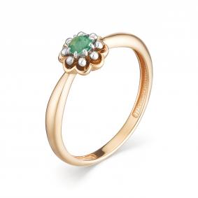 Золотое кольцо АЛЬКОР 12542-101 с изумрудом 12542-101 фото