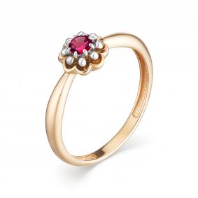 Золотое кольцо АЛЬКОР 12542-103 с рубином 12542-103 фото