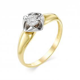 Кольцо из лимонного золота АЛЬКОР 12562-300 с бриллиантом 12562-300 фото