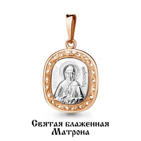 Золотая подвеска-иконка Святая блаженная Матрона AQUAMARINE 12569 12569 фото