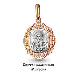 Золотая подвеска Иконка Святая блаженная Матрона AQUAMARINE 12570 12570 фото
