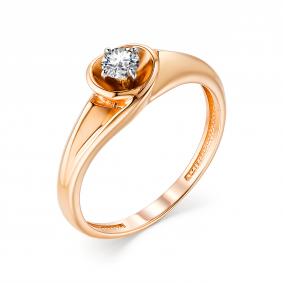 Золотое кольцо АЛЬКОР 12578-100 с бриллиантом 12578-100 фото