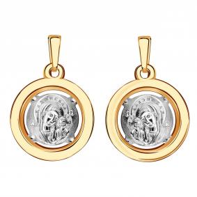 Золотая подвеска-иконка Божией Матери Казанская AQUAMARINE 12602 12602 фото