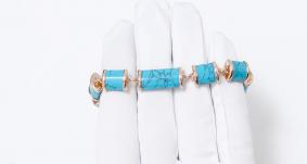 Браслет из золочёного серебра Дарвин 126072523aa с бирюзой 126072523aa фото