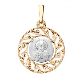 Золотая подвеска-иконка Святитель Николай Чудотворец AQUAMARINE 12612 12612 фото
