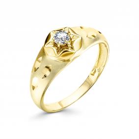 Кольцо из лимонного золота АЛЬКОР 12639-В00 с бриллиантом 12639-В00 фото