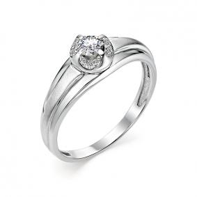 Кольцо из белого золота АЛЬКОР 12640-Б00 с бриллиантом 12640-Б00 фото