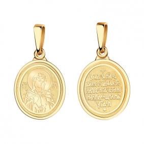 Золотая подвеска-иконка Образ Пресвятой Богородицы Семистрельная AQUAMARINE 12667 12667 фото