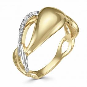 Кольцо из лимонного золота АЛЬКОР 12676-300 с бриллиантом 12676-300 фото