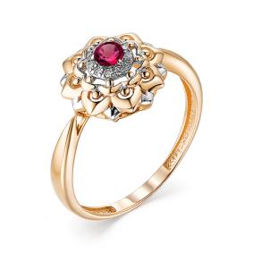 Золотое кольцо АЛЬКОР 12685-103 с бриллиантом и рубином 12685-103 фото