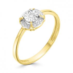 Золотое кольцо АЛЬКОР 12687-300 с бриллиантом 12687-300 фото