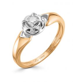 Золотое кольцо АЛЬКОР 12699-100 с бриллиантом 12699-100 фото