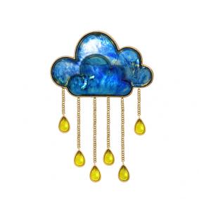 Брошь из золочёного серебра Дарвин 127252149ac-бир с янтарём 127252149ac-бир фото