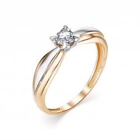 Золотое кольцо АЛЬКОР 12753-100 с бриллиантом 12753-100 фото