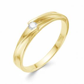 Кольцо из лимонного золота АЛЬКОР 12759-300 с бриллиантом 12759-300 фото