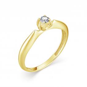 Кольцо из лимонного золота АЛЬКОР 12798-300 с бриллиантом 12798-300 фото