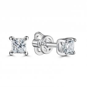 Серьги из белого золота Sanis 128-2300013 с алмазом огранённым синт 128-2300013 фото