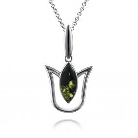 Серебряная подвеска Дарвин 128011106ab-з с янтарём 128011106ab-з фото