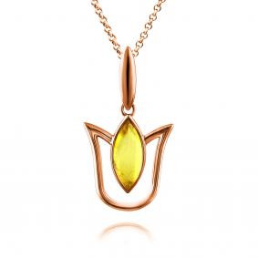 Подвеска из золочёного серебра Дарвин 128022106ab-л с янтарём 128022106ab-л фото