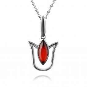 Серебряная подвеска Дарвин 128041106ab-к с янтарём 128041106ab-к фото