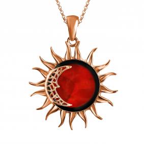 Подвеска из золочёного серебра Дарвин 128042101ab-к с янтарём 128042101ab-к фото