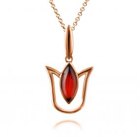 Подвеска из золочёного серебра Дарвин 128042106ab-к с янтарём 128042106ab-к фото