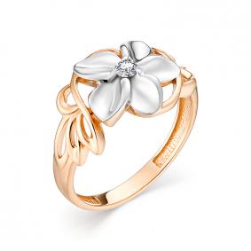 Золотое кольцо АЛЬКОР 12876-100 с бриллиантом 12876-100 фото