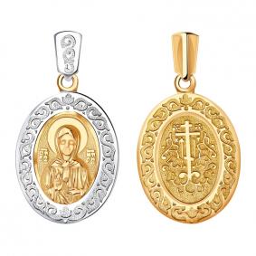 Золотая подвеска-иконка Святая блаженная Матрона AQUAMARINE 12877 12877 фото