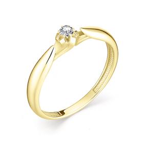 Кольцо из лимонного золота АЛЬКОР 12895-300 с бриллиантом 12895-300 фото