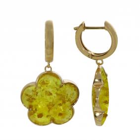 Серьги из золочёного серебра Дарвин 129022121be-л с янтарём 129022121be-л фото