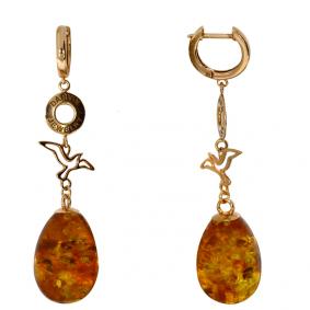 Серьги из золочёного серебра Дарвин 129022547ac-ск с янтарём 129022547ac-ск фото