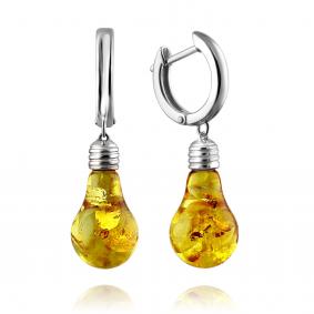 Серебряные серьги Дарвин 129026125ab-л с янтарём 129026125ab-л фото
