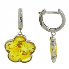 Серебряные серьги Дарвин 129027121be-л с янтарём 129027121be-л фото