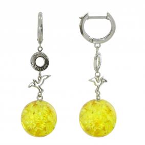 Серебряные серьги Дарвин 129027151au-л с янтарём 129027151au-л фото