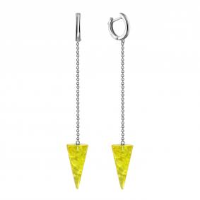 Серебряные серьги Дарвин 129027552ac-л с янтарём 129027552ac-л фото