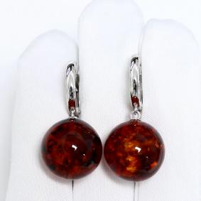 Серебряные серьги Дарвин 129041582bw-к с янтарём 129041582bw-к фото
