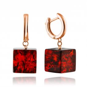 Серьги из золочёного серебра Дарвин 129042001bd-к с янтарём 129042001bd-к фото