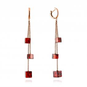 Серьги из золочёного серебра Дарвин 129042003be-к с янтарём 129042003be-к фото