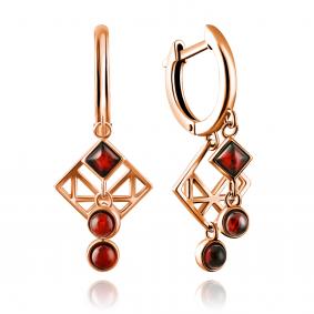 Серьги из золочёного серебра Дарвин 129042102ac-к с янтарём 129042102ac-к фото