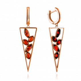 Серьги из золочёного серебра Дарвин 129042128ab-ск с янтарём 129042128ab-ск фото