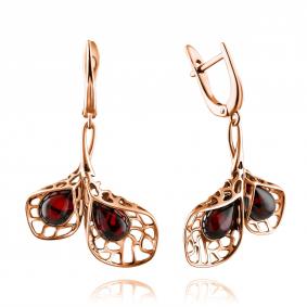 Серьги из золочёного серебра Дарвин 129042130ab-к с янтарём 129042130ab-к фото