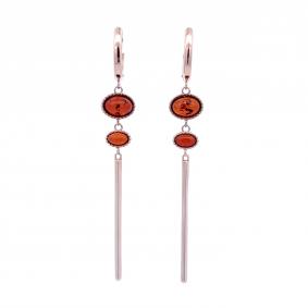 Серьги из золочёного серебра Дарвин 129042143ac-к с янтарём 129042143ac-к фото