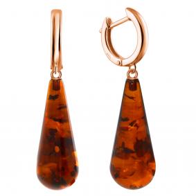 Серьги из золочёного серебра Дарвин 129042145ab-к с янтарём 129042145ab-к фото