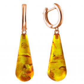 Серьги из золочёного серебра Дарвин 129042145ab-ск с янтарём 129042145ab-ск фото