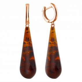 Серьги из золочёного серебра Дарвин 129042245bc-к с янтарём 129042245bc-к фото