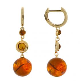 Серьги из золочёного серебра Дарвин 129042761aq-ск с янтарём 129042761aq-ск фото