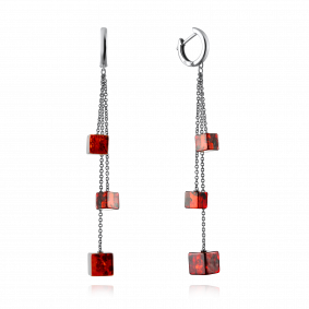 Серебряные серьги Дарвин 129047003gk-к с янтарём 129047003gk-к фото