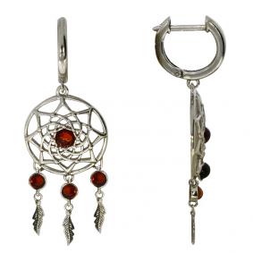 Серебряные серьги Дарвин 129047115ac-к с янтарём 129047115ac-к фото