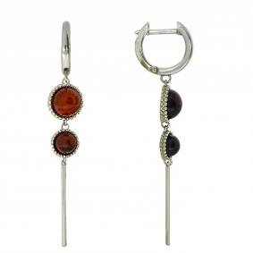 Серебряные серьги Дарвин 129047140ac-к с янтарём 129047140ac-к фото
